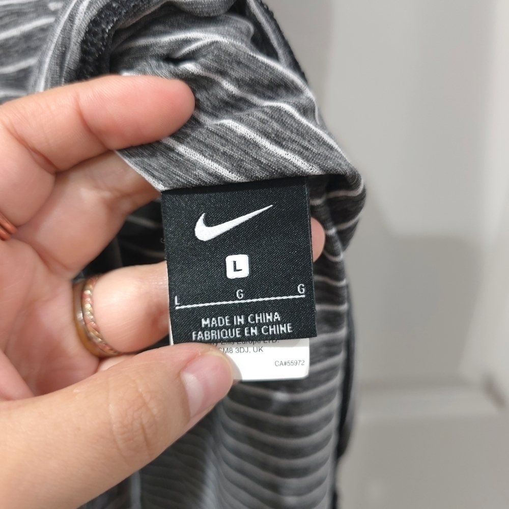 Nike Gray White Striped High Low Sleeveless Tank Dress Swim Cover Up, Nwt Size L - Picture 10 of 12